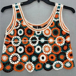 Julia Crochet Crop Top Granny Circles, sleeveless,
